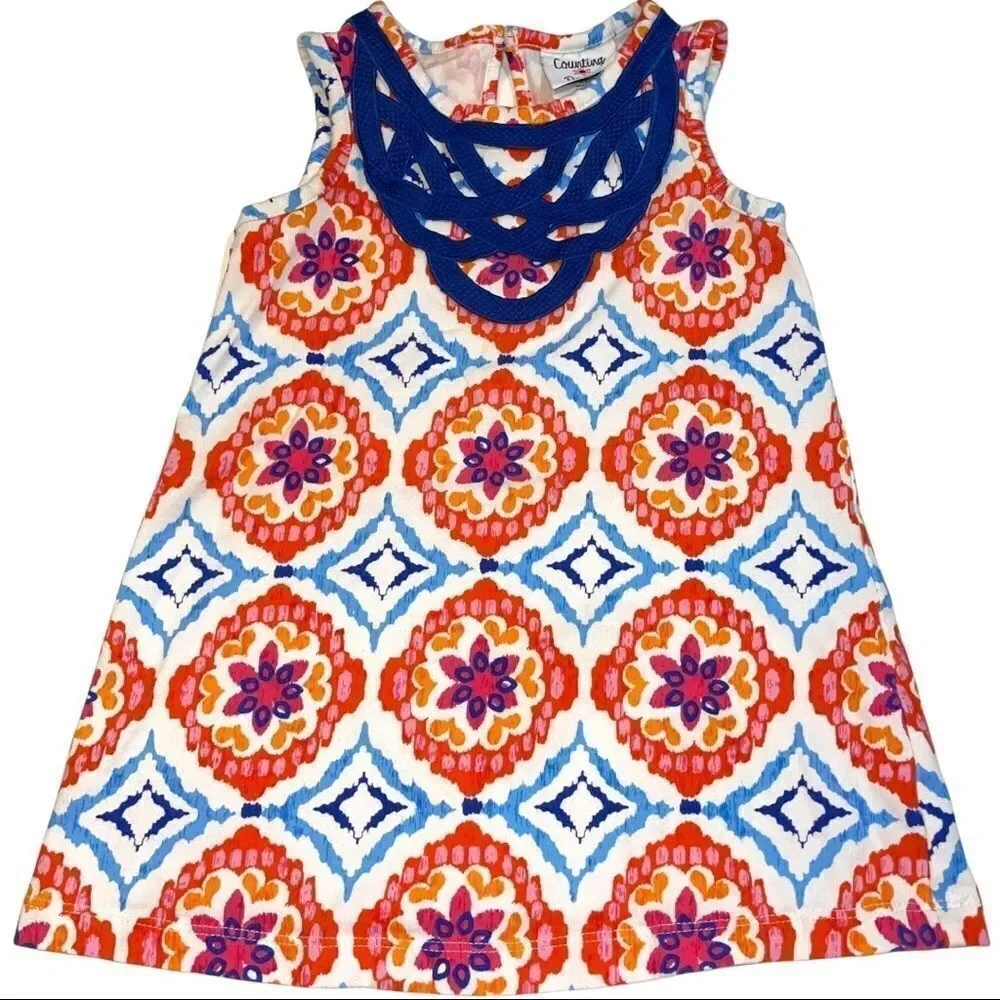 Counting Daisies Geometric Pattern Sleeveless Dress